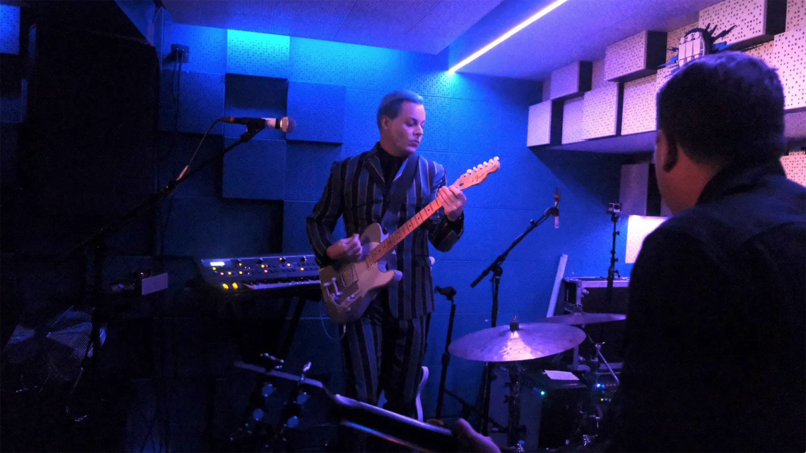 Jack White playing the blue stage at Third Man Records, London